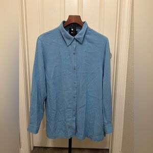 Ralph Lauren Light Blue Casual Button-Down Shirt 100%silk